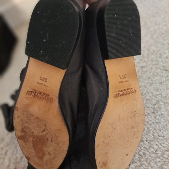 GOLDENBLEU blk smooth Italian leather crikled over knee boots - Picture 6 of 16